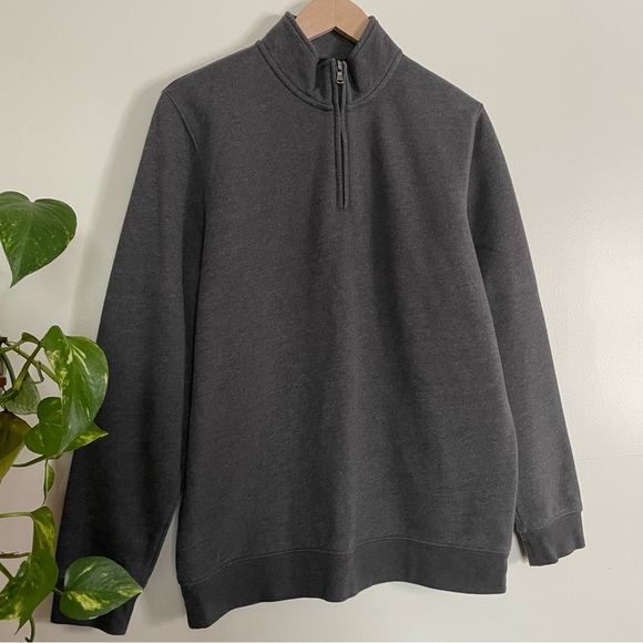Croft & Barrow Men's Charcoal Gray 1/4 Zip Fleece Pullover Sweater Size M - Picture 3 of 8